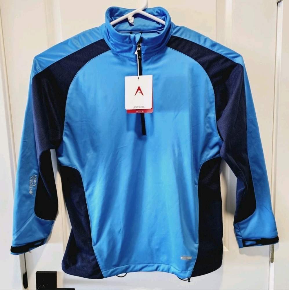 NWT Antigua Antech Mens Size Large 1/2 Zip Jacket Pepsi Blue